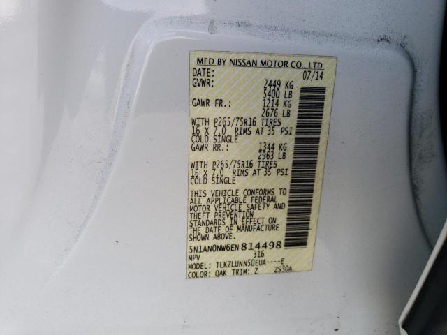 5N1AN0NW6EN814498 - 2014 NISSAN XTERRA X WHITE photo 13