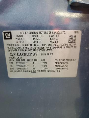 2GNFLEEK3C6221605 - 2012 CHEVROLET EQUINOX LT BLUE photo 13