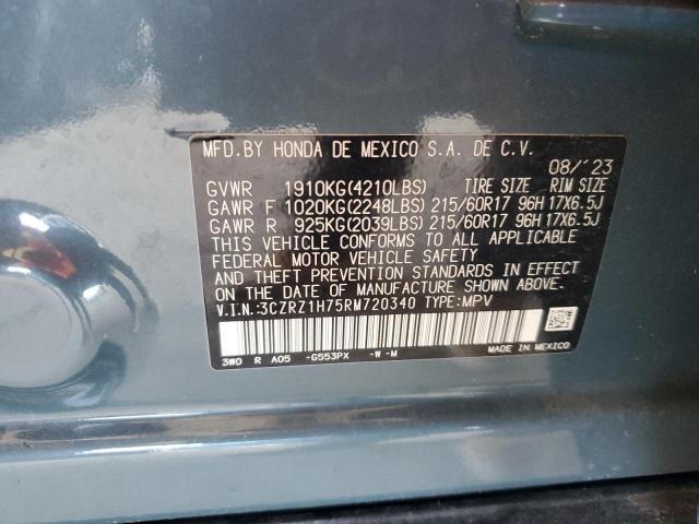 3CZRZ1H75RM720340 - 2024 HONDA HR-V EXL BLUE photo 12