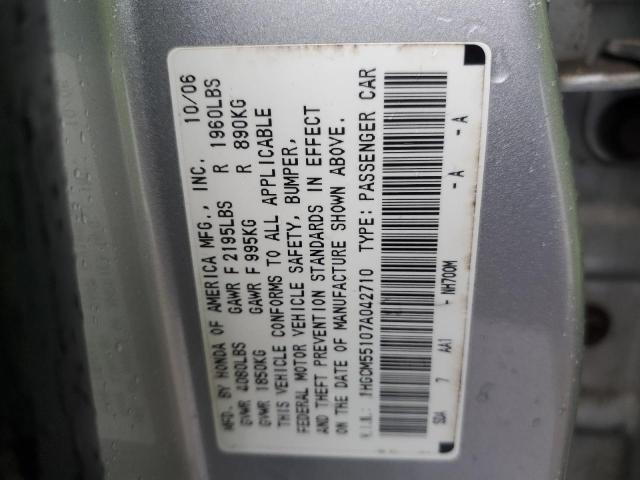 1HGCM55107A042710 - 2007 HONDA ACCORD VALUE SILVER photo 12