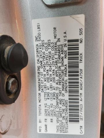 5TELU42N17Z464085 - 2007 TOYOTA TACOMA DOUBLE CAB SILVER photo 12