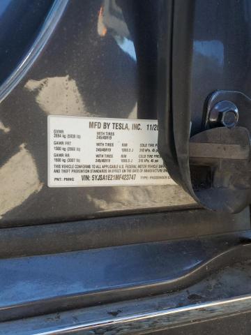 5YJSA1E21MF423747 - 2021 TESLA MODEL S შავი ფოტო 12