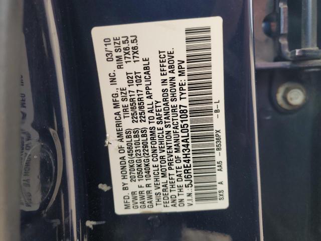 5J6RE4H34AL051087 - 2010 HONDA CR-V LX 蓝色 照片 13