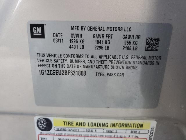 1G1ZC5EU2BF331808 - 2011 CHEVROLET MALIBU 1LT 米色 照片 12