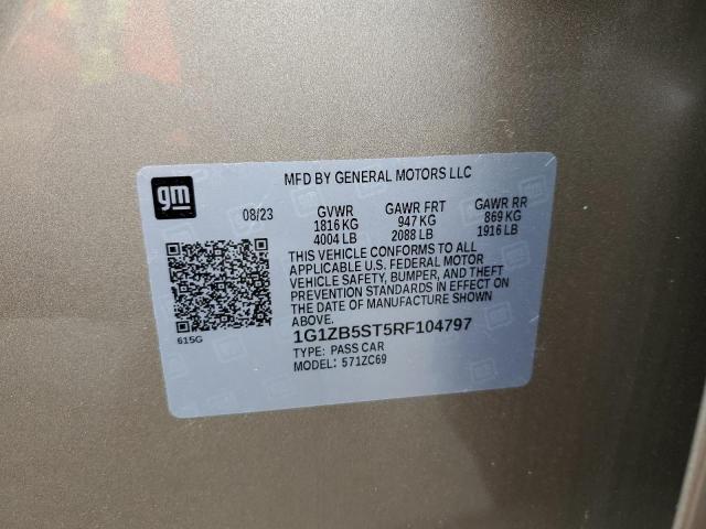 1G1ZB5ST5RF104797 - 2024 CHEVROLET MALIBU LS TAN photo 13