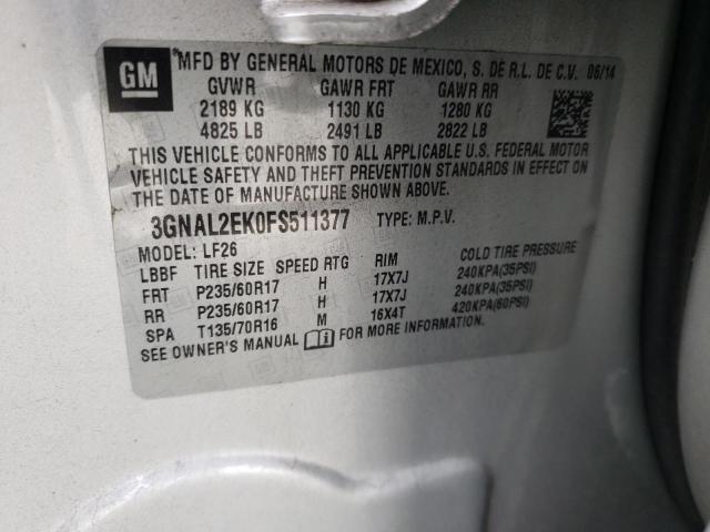 3GNAL2EK0FS511377 - 2015 CHEVROLET CAPTIVA LS 银色 照片 12