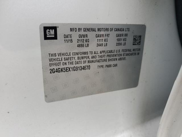 2G4GK5EX1G9134670 - 2016 BUICK REGAL WHITE photo 12