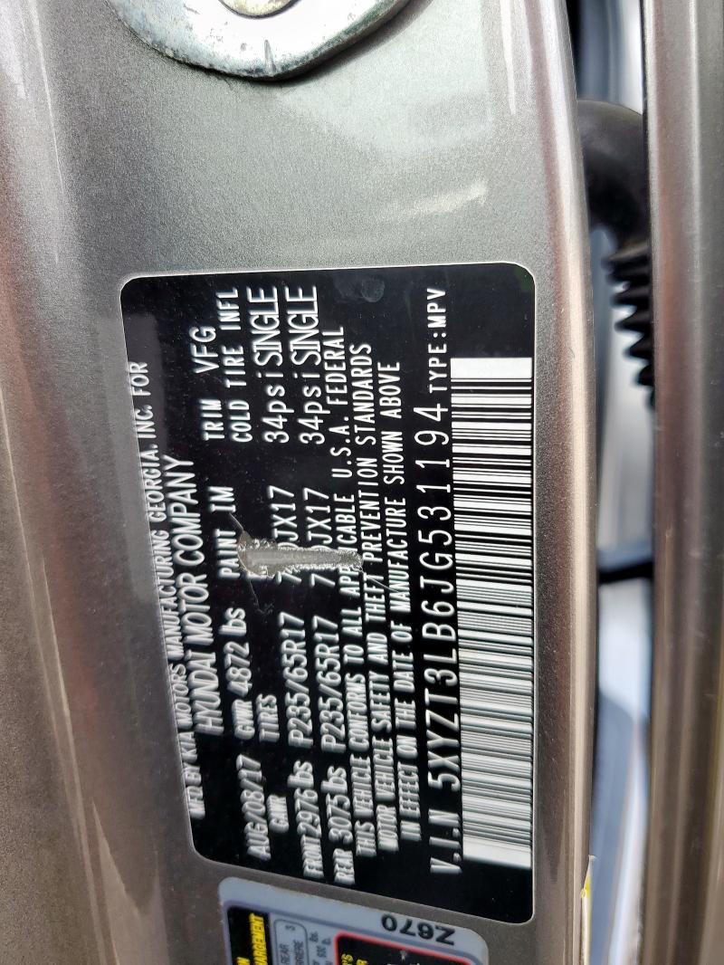 5XYZT3LB6JG531194 - 2018 HYUNDAI SANTA FE S GRAY photo 13