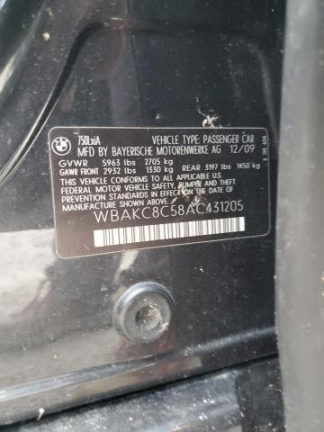 WBAKC8C58AC431205 - 2010 BMW 750 LI XDRIVE BLACK photo 12