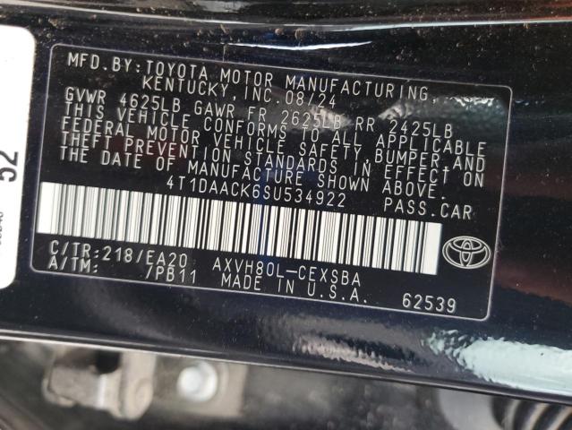 4T1DAACK6SU534922 - 2025 TOYOTA CAMRY XSE BLACK photo 12