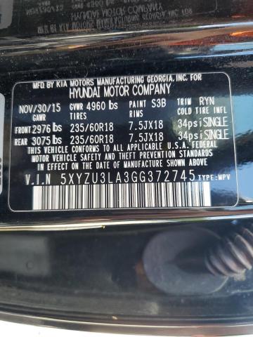 5XYZU3LA3GG372745 - 2016 HYUNDAI SANTA FE S BLACK photo 13