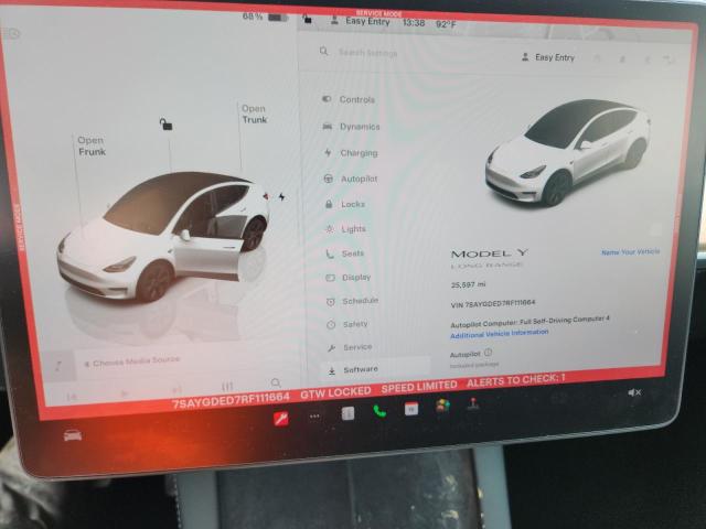 7SAYGDED7RF111664 - 2024 TESLA MODEL Y Ақ фото 9