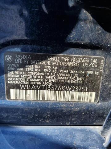 WBAVT13576KW23751 - 2006 BMW 325 XIT BLUE photo 12
