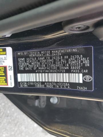 4T1G11AK3RU921759 - 2024 TOYOTA CAMRY SE NIGHT SHADE BLACK photo 12