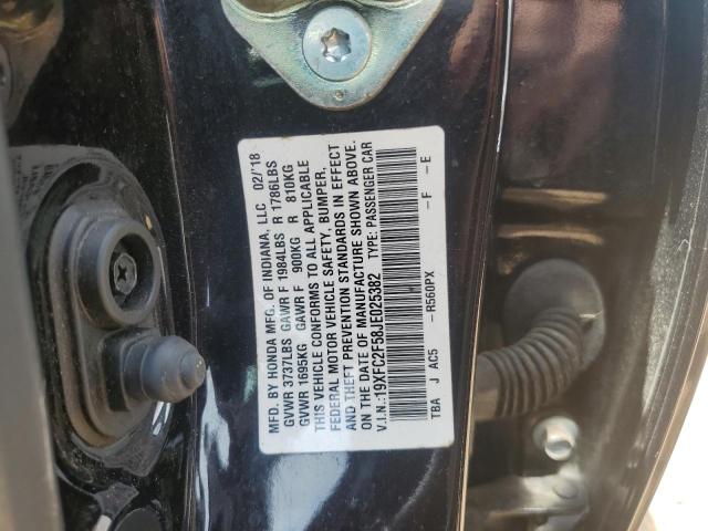 19XFC2F58JE025382 - 2018 HONDA CIVIC LX შავი ფოტო 12