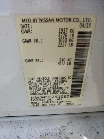 1N4AL3AP5JC251062 - 2018 NISSAN ALTIMA 2.5 WHITE photo 12