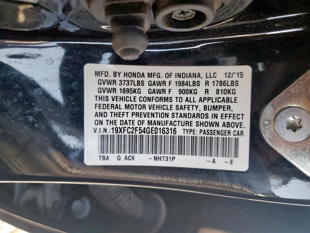 19XFC2F54GE016316 - 2016 HONDA CIVIC LX BLACK photo 13