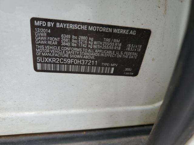 5UXKR2C59F0H37211 - 2015 BMW X5 SDRIVE35I WHITE photo 12