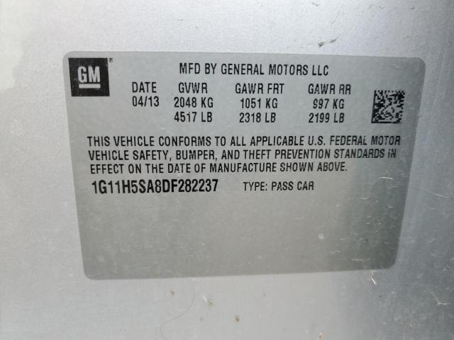 1G11H5SA8DF282237 - 2013 CHEVROLET MALIBU LTZ ვერცხლისფერი ფოტო 12