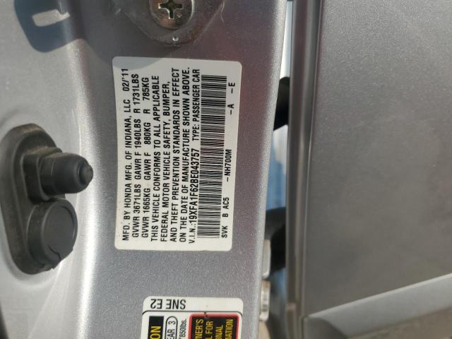 19XFA1F62BE043757 - 2011 HONDA CIVIC LX-S SILVER photo 12