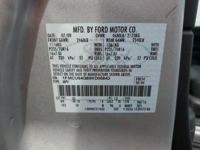 1FMCU94G89KD06843 - 2009 FORD ESCAPE LIMITED 银色 照片 13