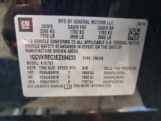 1GCVKREC3EZ394233 - 2014 CHEVROLET SILVERADO2 K1500 LT BLACK photo 12