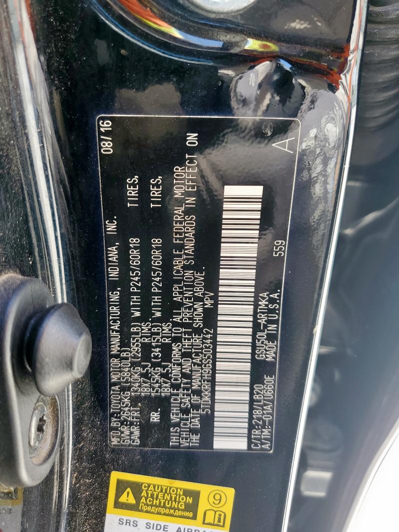 5TDKKRFH9GS503442 - 2016 TOYOTA HIGHLANDER XLE Чорний фото 14