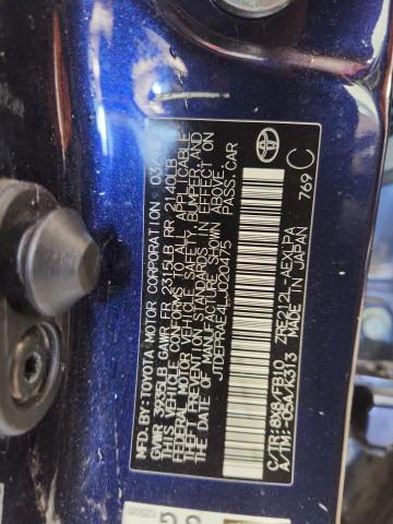 JTDEPRAE4LJ020475 - 2020 TOYOTA COROLLA LE BLUE photo 12