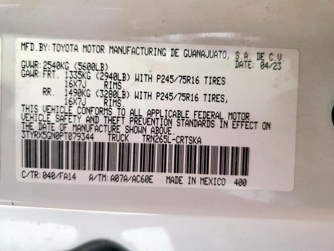 3TYRX5GN0PT079344 - 2023 TOYOTA TACOMA ACCESS CAB Blanc photo 13