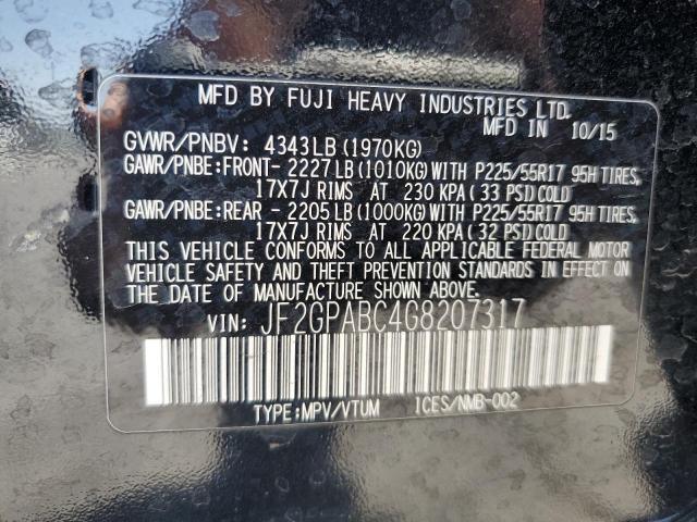 JF2GPABC4G8207317 - 2016 SUBARU CROSSTREK PREMIUM BLACK photo 13