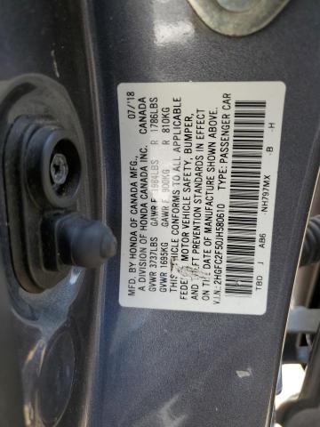 2HGFC2F50JH580610 - 2018 HONDA CIVIC LX GRAY photo 13