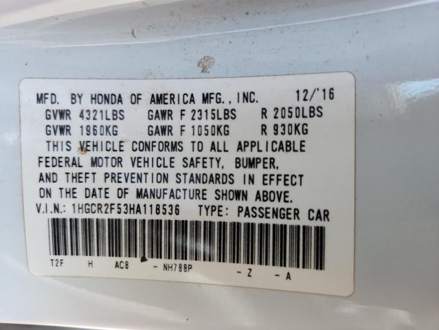 1HGCR2F53HA118536 - 2017 HONDA ACCORD SPORT 白色 照片 13