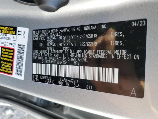 5TDKDRAH0PS034159 - 2023 TOYOTA HIGHLANDER L Күміс фото 13