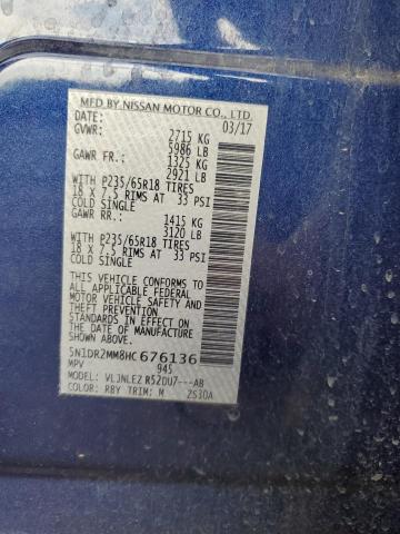 5N1DR2MM8HC676136 - 2017 NISSAN PATHFINDER S 蓝色 照片 13