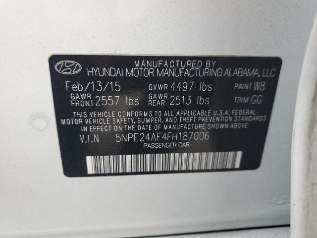 5NPE24AF4FH187006 - 2015 HYUNDAI SONATA SE თეთრი ფოტო 12
