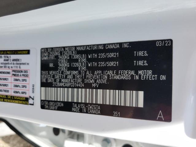 2T2BAMCA8PC014404 - 2023 LEXUS RX 350 BASE Biały zdjęcie 14