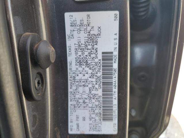 5TFJU4GN0CX022576 - 2012 TOYOTA TACOMA DOUBLE CAB PRERUNNER GRAY photo 13