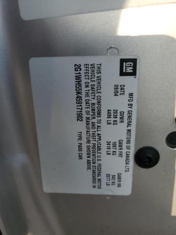 2G1WH55K459171902 - 2005 CHEVROLET IMPALA LS SILVER photo 12