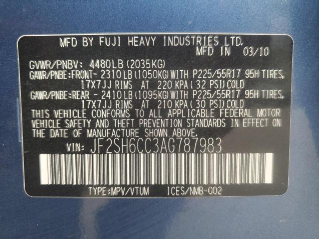 JF2SH6CC3AG787983 - 2010 SUBARU FORESTER 2.5X PREMIUM BLUE photo 13