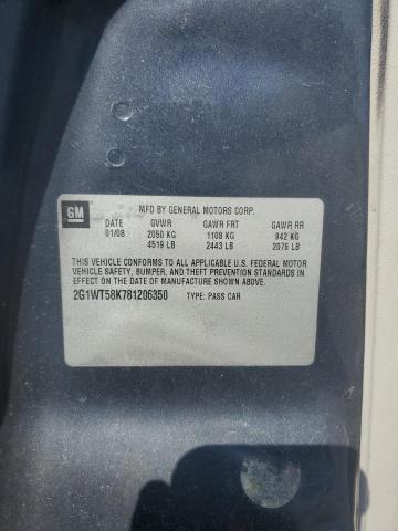 2G1WT58K781206350 - 2008 CHEVROLET IMPALA LT CHARCOAL photo 12