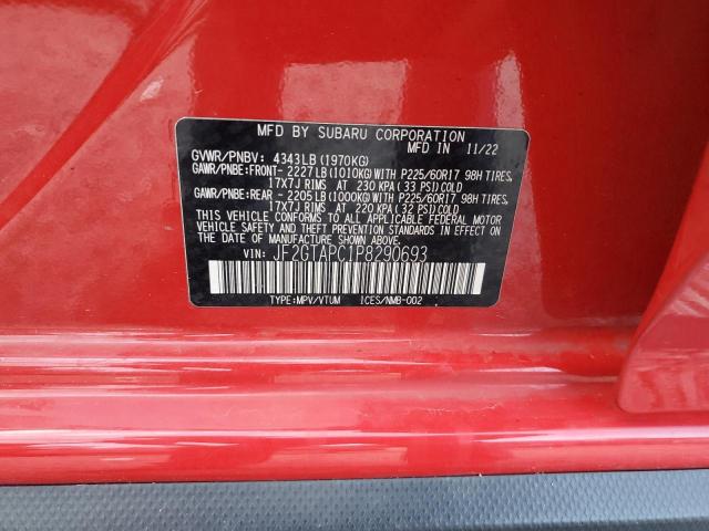 JF2GTAPC1P8290693 - 2023 SUBARU CROSSTREK PREMIUM Rouge photo 13