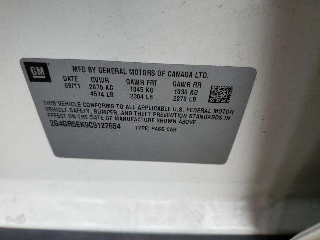 2G4GR5EK9C9127654 - 2012 BUICK REGAL 奶油色 照片 12