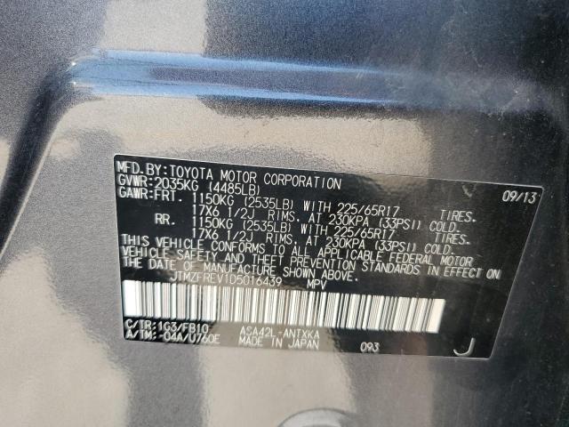 JTMZFREV1D5016439 - 2013 TOYOTA RAV4 LE ნაცრისფერი ფოტო 13