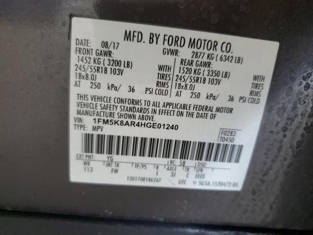 1FM5K8AR4HGE01240 - 2017 FORD EXPLORER POLICE INTERCEPTOR GRAY photo 14