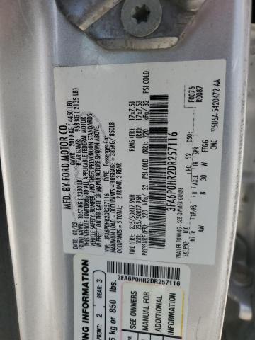 3FA6P0HR2DR257116 - 2013 FORD FUSION SE 银色 照片 12