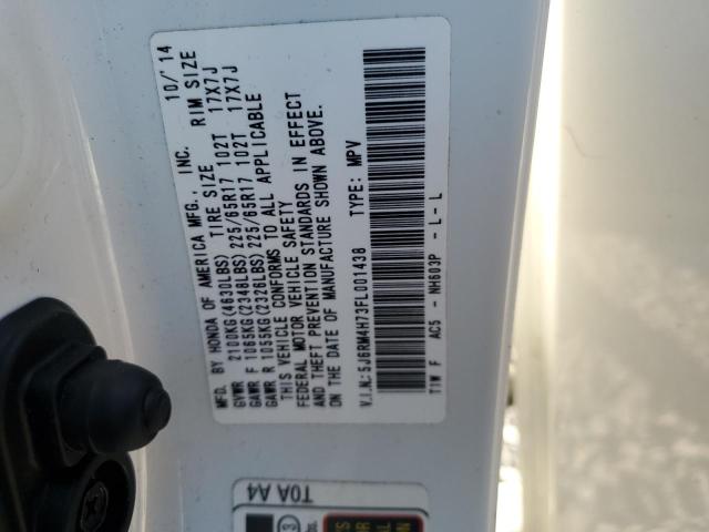 5J6RM4H73FL001438 - 2015 HONDA CR-V EXL Ақ фото 13