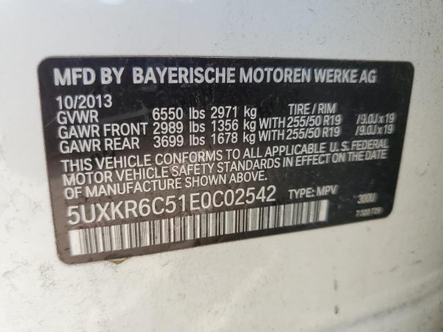 5UXKR6C51E0C02542 - 2014 BMW X5 XDRIVE50I WHITE photo 13