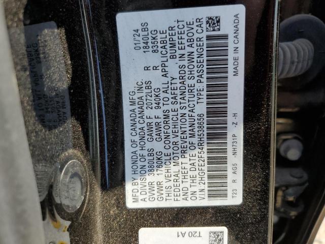 2HGFE2F54RH538656 - 2024 HONDA CIVIC SPORT 黑色 照片 12