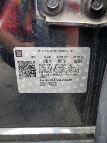 1G1105S37JU141420 - 2018 CHEVROLET IMPALA LT BLACK photo 13