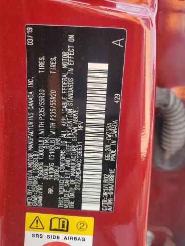 2T2ZZMCA4KC136631 - 2019 LEXUS RX 350 BASE წითელი ფოტო 13